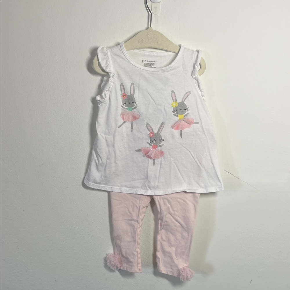 First Impressions White and Pink Bunny Ballerina Set